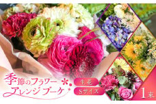 flower stand haco お任せ 季節のフラワーアレンジブーケ（花束） Sサイズ 生花 記念日 母の日 お祝い 誕生日 フラワーアレンジメント 岐阜市/flower stand haco [ANED001]