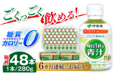 【6回定期便】伊藤園 ごくごく飲める毎日1杯の青汁 280g×48本 2ケース 青汁 無糖青汁 あおじる 飲料 カロリー 糖質 健康 岐阜市/伊藤園 岐阜支店 [ANCX007]