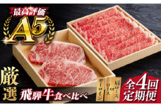 【4回定期便】 A5等級 飛騨牛 食べ比べ ロース すきやき しゃぶしゃぶ サーロインステーキ 牛肉 岐阜市 / だるまミート [ANBE016]