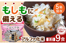 【非常食】もしもに備える アルファ化米「五目」 9食セット 防災 備蓄 保存食 ご飯 岐阜市/ドゥメンテックス [ANBF010]