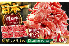 【12回定期便】 飛騨牛 切り落とし 1kg（250g×4P）すき焼き 焼肉 小分け 岐阜市 / 丸福商店 [ANBO050]