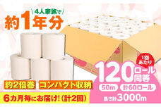【2回定期便  6カ月に1回】トイレットペーパー  60ロール【ダブル】 北海道・沖縄県・離島への配送不可  日用品 生活用品 エコ 岐阜市/河村製紙 [ANBJ010]