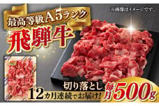 【12回定期便】A5等級 飛騨牛 切り落とし 500g ブランド牛 最高級 A5ランク 岐阜市 / 三心 [ANGY014]