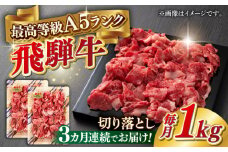 【3回定期便】A5等級 飛騨牛 切り落とし 1kg(500g×2パック) ブランド牛 最高級 A5ランク 岐阜市 / 三心 [ANGY016]