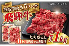 【6回定期便】A5等級 飛騨牛 切り落とし 1kg(500g×2パック) ブランド牛 最高級 A5ランク 岐阜市 / 三心 [ANGY017]