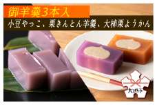 御羊羹3本入（小豆やっこ、栗きんとん羊羹、大柿栗ようかん）