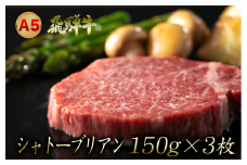 A5 飛騨牛『シャトーブリアン』ステーキ 3枚 牛肉 黒毛和牛 ブランド牛 和牛 国産 お肉 肉 高級 お祝い 記念日 岐阜県 大垣市