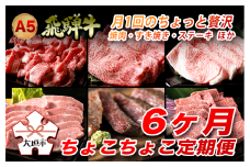 A5飛騨牛　定期便　6カ月ちょこちょこお届け（焼肉・すき焼き・ステーキ）☆