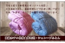 【高級ホテル仕様】羽毛を超えたプリント柄掛布団(綿100%生地) カラー：ブルー