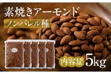 【12回定期便】素焼き アーモンド5kg（1kg × 5袋）ノンパレル種 ロースト 焙煎 食塩不使用 食用油不使用  防災食品 防災用 非常食 保存食 備蓄食 岐阜県 大垣市