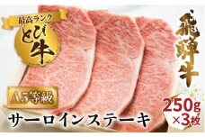 A5等級 飛騨牛 とびサーロイン ステーキ 750g（250g×3枚）|  冷凍 最高ランク とび牛 白木箱入 黒毛和牛 肉 部位 トビ A5 ランク 5等級 国産牛 箱入り 飛騨高山 肉の匠家 BV024