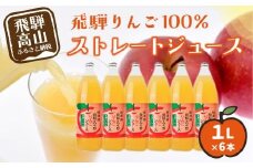 飛騨りんご100% ストレートジュース 1L×6本 | ピュアな逸品をどうぞ リンゴジュース 林檎 りんご ストレート ジュース 果汁100% 飛騨リンゴ 飛騨高山 ひだ桃源郷 CN004