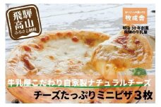 【寄附額見直しました！】＜牧成舎＞ 自家製チーズたっぷり ミニピザ 3枚セット | ピザ 牧場 チーズ おいしい 手軽 簡単調理 ご褒美 牧場 DF009