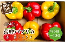 【2025年夏~秋 予約受付】訳あり 『 飛騨パプリカ 』 赤・黄ミックス 約6～10個( 規格外 傷 ) | 有機肥料 ひだパプリカ 国産 野菜 新鮮 緑黄色野菜 パプリカ 赤パプリカ 黄パプリカ BBQ 夏秋栽培 飛騨高山 山腰農園 GD003