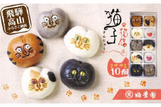 猫子づくし 饅頭 詰合せ 10個入り まんじゅう 猫まんじゅう 詰め合わせ お菓子 お茶請け 贈答 ギフト プレゼント バレンタイン ホワイトデー 母の日 飛騨高山 稲豊園 JW002