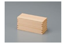 【高島屋選定品】 (ヒノキ杢) ランチボックス 仕切り付き 2段弁当 お弁当箱 ランチ 300ml シンプル 仕切付き ウレタン塗装 ひのき 天然木 木工 (株)高島屋 AT023