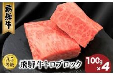 A5等級 飛騨牛トロブロック 400g（約100g×4） 炙り握り寿司用 | 肉 牛肉 ひだ牛 牛 トロ ブランド牛 黒毛和牛 霜降り 冷凍 飛騨高山 ながせ食品 FH008