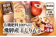 有機肥料100%の飛騨産干しりんご 40g入り×9袋 | りんご ダイエット 無添加 シュガーフリー おいしい 素材の味 ギフト プレゼント ドライフルーツ 山本果樹園 MA007