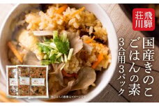  飛騨荘川 国産きのこごはんの素 3合用×3パック | 味ご飯 炊き込みご飯 キノコ きのこ きのこご飯 国産 荘川 飛騨高山 桜の郷猿丸管理組合 NN006
