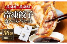 飛騨牛&飛騨豚 冷凍餃子食べくらべ3箱セット（にんにく味・しょうが味・飛騨豚 各1箱）| 餃子の合計はたっぷり36個！ おいしく焼ける調理説明書付き 餃子 飛騨牛 豚 おいしい 簡単 人気 飛騨高山 餃子工房らん NL001