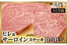 飛騨牛ステーキ食べ比べ 4枚 ( サーロイン400g（200gx2）ヒレ300g（150gx2）)  | A5等級 ヒレ ブランド牛 牝牛 バーベキュー キャンプ 和牛 飛騨牛 肉 お肉 牛肉 ステーキ ヒレステーキ 飛騨高山 肉の朝日屋 JX028VC13
