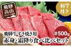 A5ランク飛騨牛 すき焼き用 赤身・霜降り食べ比べ 計500g＋割下300ml | 和牛 牛肉 肉 すき焼きセット 食べ比べ 飛騨高山 岩ト屋 HF010VC13