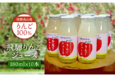 飛騨高山産りんご１００％飛騨りんごジュース 180ml×10本入り ｜ 飛騨りんご リンゴ 林檎 Apple 飲み物 飛騨高山 亀原果樹園 AN001