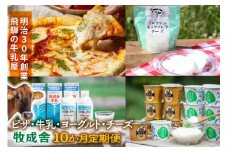 【全10回定期便】毎月お楽しみ10か月企画（ピザ・牛乳・チーズ・ヨーグルト）｜乳製品 詰合せ デザート 惣菜 乳飲料 牧成舎 DF234