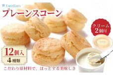 【スコーン専門店の大人気商品】 プレーン スコーン セット 12個入 スコーンクリーム付き 洋菓子 焼菓子 個包装 多治見市/famfam [TAK001]
