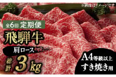 【6回定期便】【飛騨牛 すき焼き用】 A4 等級以上 ロース / 肩ロース 500g 和牛 ブランド牛 国産 牛肉 多治見市 / 渡辺精肉店 [TAZ019]