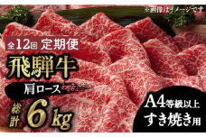 【12回定期便】【飛騨牛 すき焼き用】 A4 等級以上 ロース / 肩ロース 500g 和牛 ブランド牛 国産 牛肉 多治見市 / 渡辺精肉店 [TAZ020]
