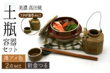 ＼思い出す懐かしい汽車旅／【美濃焼】高田焼 駅弁 容器 セット （薄アメ色） 針金つる【まる忠】≪多治見市≫ 食器 急須 ポット 湯呑 [TCN010]