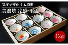 【美濃焼】 温度で変化する 酒器 『冷感 平盃 12個セット 木枠入り』 【丸モ高木陶器】 [TBA121]