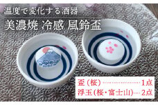 【美濃焼】 温度で変化する酒器  風鈴盃 『冷感桜 ・ 富士山』【丸モ高木陶器】 [TBA126]