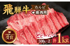 【飛騨牛】カルビ(焼肉用) 1kg  国産 ブランド牛 和牛 多治見市/肉のひぐち  [TDC002]