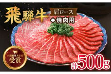 【 飛騨牛 】 焼肉 用  肩 ロース 500g  牛肉 国産 ブランド牛 和牛 多治見市/肉のひぐち  [TDC005]
