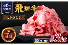  【 6回 定期便 】【 飛騨牛 】 切り落とし 総計 3kg 〈 1回あたり 〉500g ( 250g × 2 )  牛肉 国産 ブランド牛 和牛 多治見市/肉のひぐち [TDC011]