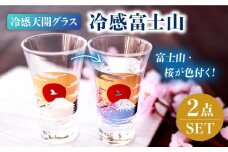 温度で変化する酒器 天開 グラス ペアセット 『冷感 富士山』【丸モ高木陶器】 酒器 桜 贈答 [TBA150]