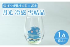 温度で変化する器 × 蓄光 『月光 冷感 雪結晶』 【丸モ高木陶器】 グラス 贈答 お酒  [TBA154]