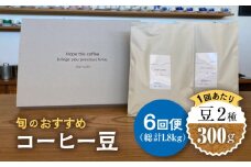 【6回定期便】 こだわりの自家焙煎 コーヒー豆 2種 計300g 珈琲 飲み比べ ギフト 多治見市 / Jikan ryoko [TDR005]