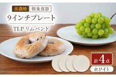 【美濃焼】[軽量食器] TLPリムバンド ホワイト 9インチ プレート×4枚 セット【井澤コーポレーション】 [TBP097]