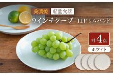 【美濃焼】[軽量食器] TLPリムバンド ホワイト 9インチ クープ×4枚 セット【井澤コーポレーション】 [TBP100]