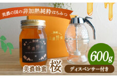 美濃蜂蜜 桜 600g ディスペンサー 付き ギフトセット 【マンモスハウス合同会社】 はちみつ 非加熱 国産 [TEW009]