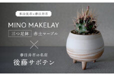 多治見市×春日井市コラボ 【美濃焼】 MINO MAKELAY 三つ足鉢 赤土マーブル × 【日本有数のサボテンの生産地】 春日井市の名店 後藤サボテン 【井澤コーポレーション】 [TBP161]