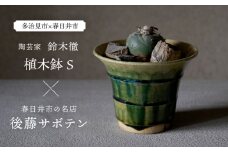 多治見市×春日井市コラボ 【美濃焼】 陶芸家「鈴木徹」植木鉢 S × 【日本有数のサボテンの生産地】 春日井市の名店 後藤サボテン 【井澤コーポレーション】 [TBP180]