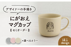 【美濃焼】＜色が選べる＞デザイナーの手描きで作る にがおえマグカップ 1個 -はこdesign-【オーダーギフト ももやま】 [TET004]