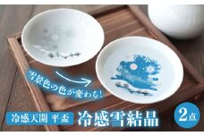 【美濃焼】 温度で変化する器 平盃 ペアセット　『冷感雪結晶』 【丸モ高木陶器】 食器 盃 おちょこ [TBA193]