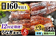 【うなぎや】 【12回定期便】 炭火焼 うなぎの蒲焼き 3尾 【紀州備長炭使用】 鰻 ウナギ 丑の日 多治見市/うなぎや [TFO012]