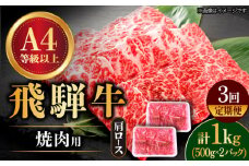 【3回定期便】 飛騨牛 焼肉用 ロース・肩ロース 1kg A4等級以上 和牛 ブランド牛 国産 牛肉 多治見市 / 渡辺精肉店 [TAZ035]