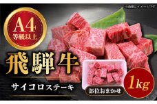 飛騨牛 サイコロステーキ 部位おまかせ 1kg A4等級以上 和牛 ブランド牛 国産 牛肉 多治見市 / 渡辺精肉店 [TAZ042]